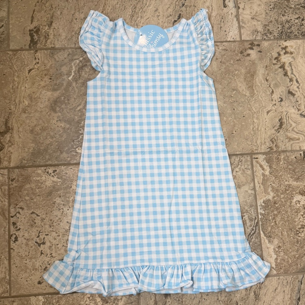 NWT Size 7 Classic Whimsy Milly Blue and White Gingham Ruffle Dress